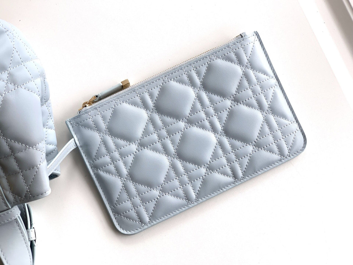 This Toujours handbag debuted at the 2023 spring and summer collection show. It has a casual and practical design with a unique style. It is made of ice blue cow leather and is decorated with oversized cannage pattern topstitching. Spacious internal compa