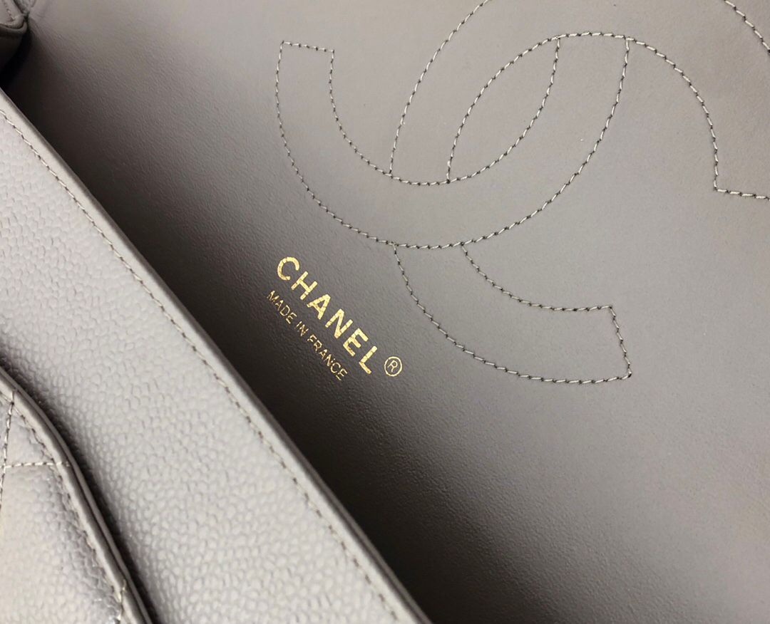 Exclusive real shot of classic ball pattern caviar cowhide 1113Jumbo entirely imported original cowhide CF..MM directly regarded as high-end quality size 30Cm gold and silver buckle in stock P1180