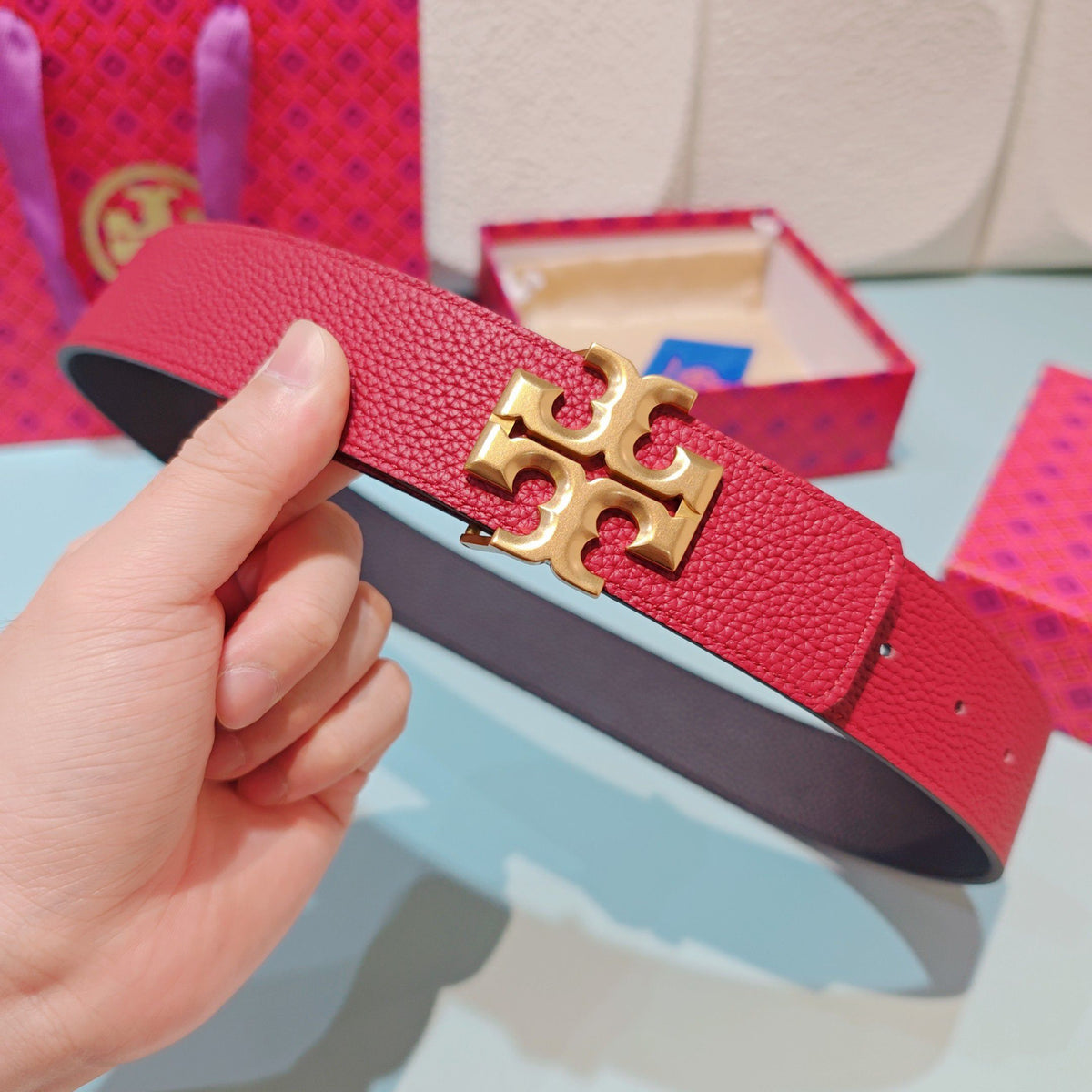 CM Tony Belt Double sided Head Layer Leather Length 75.80.85.90.95.100. Original Mold Customization of European Copper Hardware Buckle