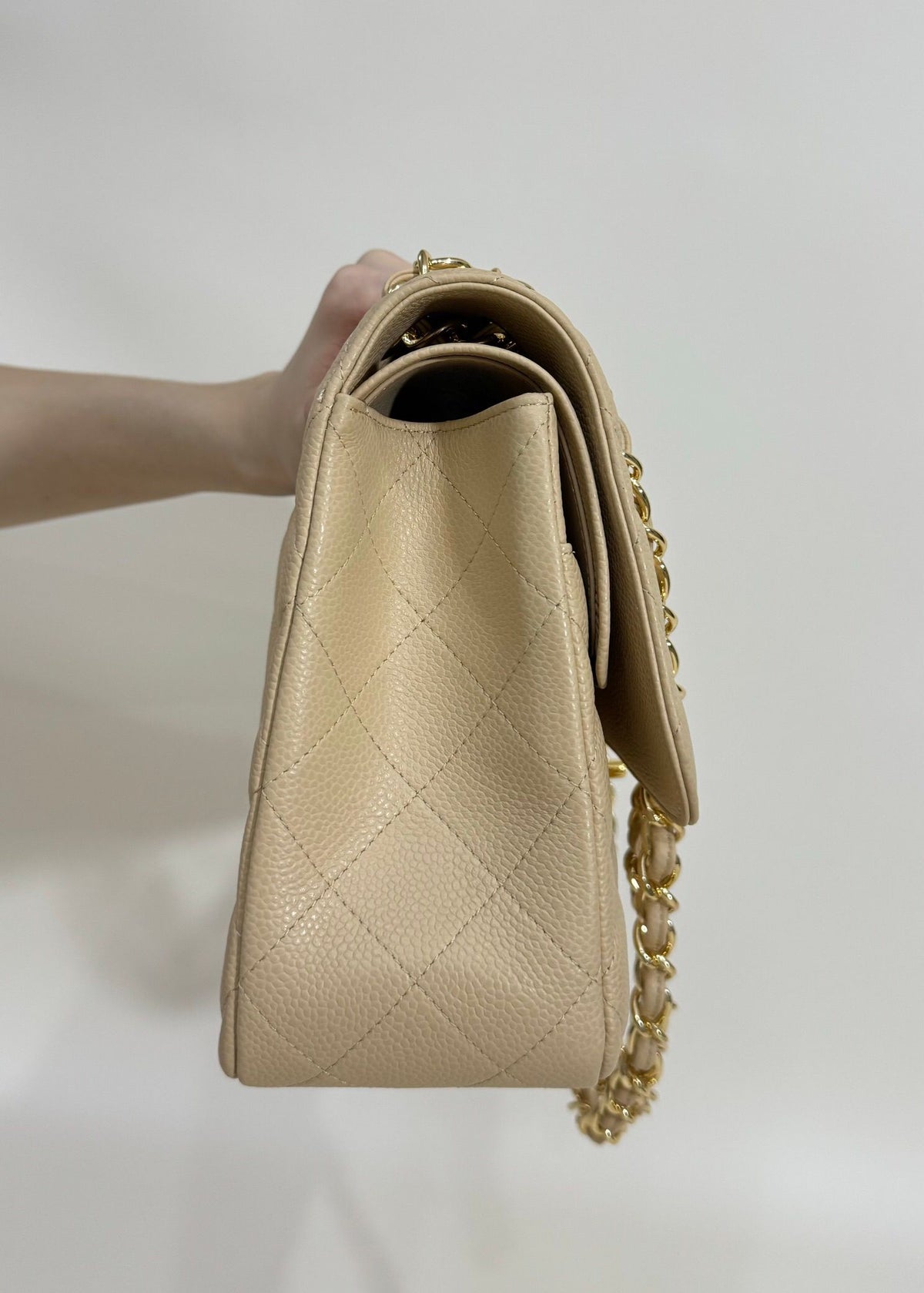 Exclusive real shot of classic ball pattern caviar cowhide 1113Jumbo entirely imported original cowhide CF..MM directly regarded as high-end quality size 30Cm gold and silver buckle in stock P1180