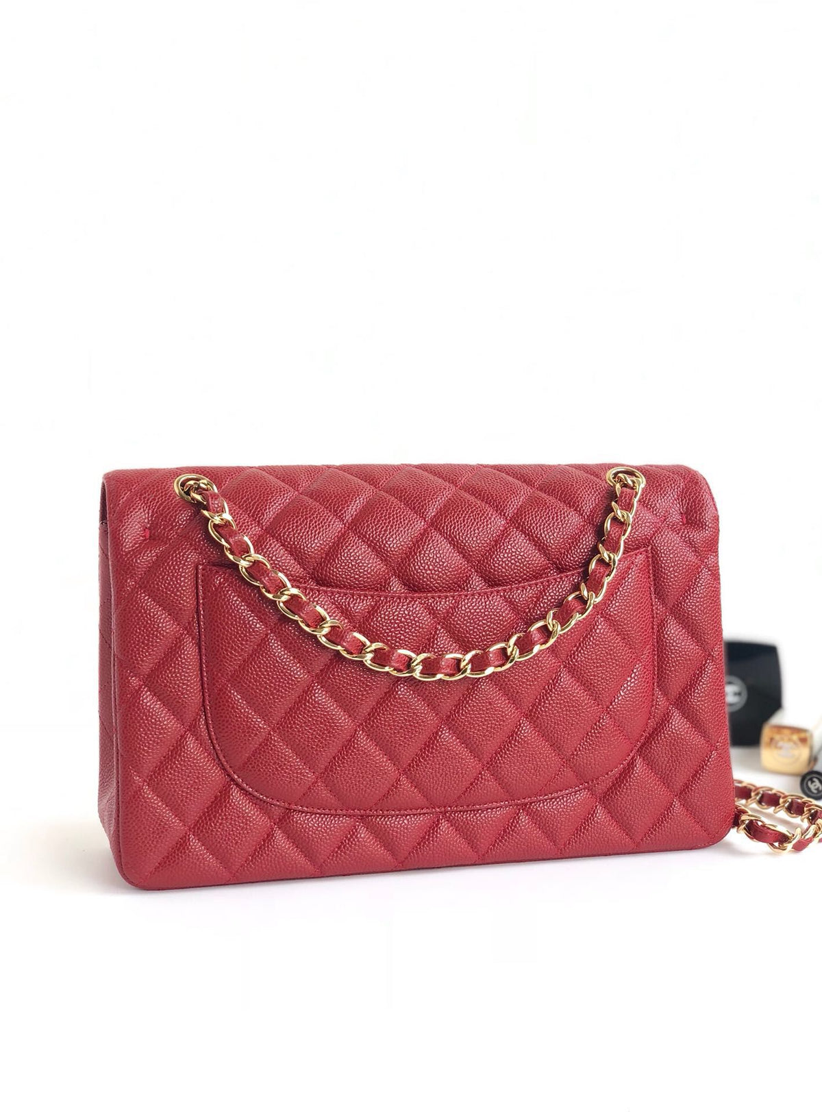 Exclusive real shot of classic ball pattern caviar cowhide 1113 whole imported original cowhide CF..MM directly regarded as high-end quality size 30Cm gold silver buckle ready stock P1180