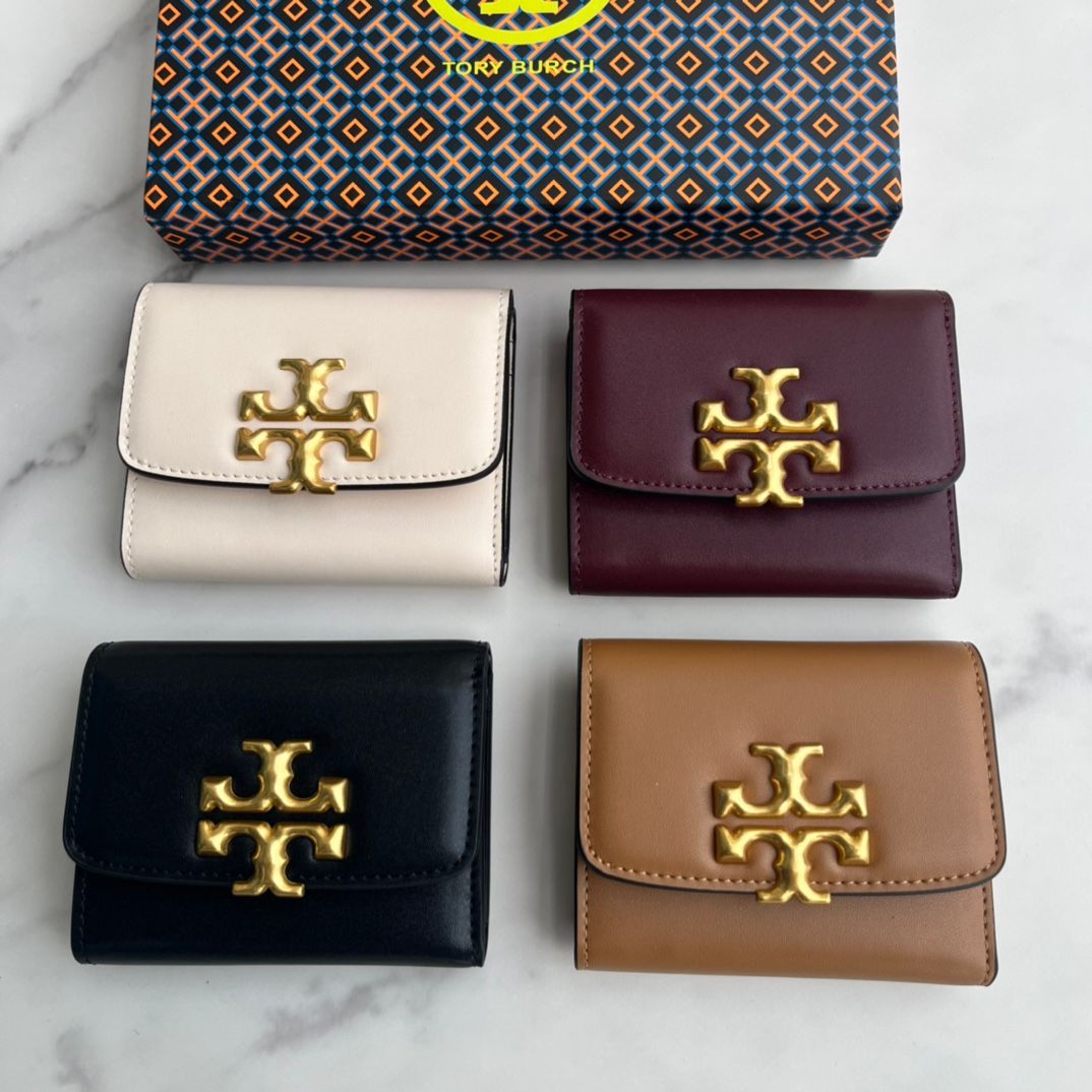 TB new small three fold wallet size 9.88 in stock black wine red khaki beige