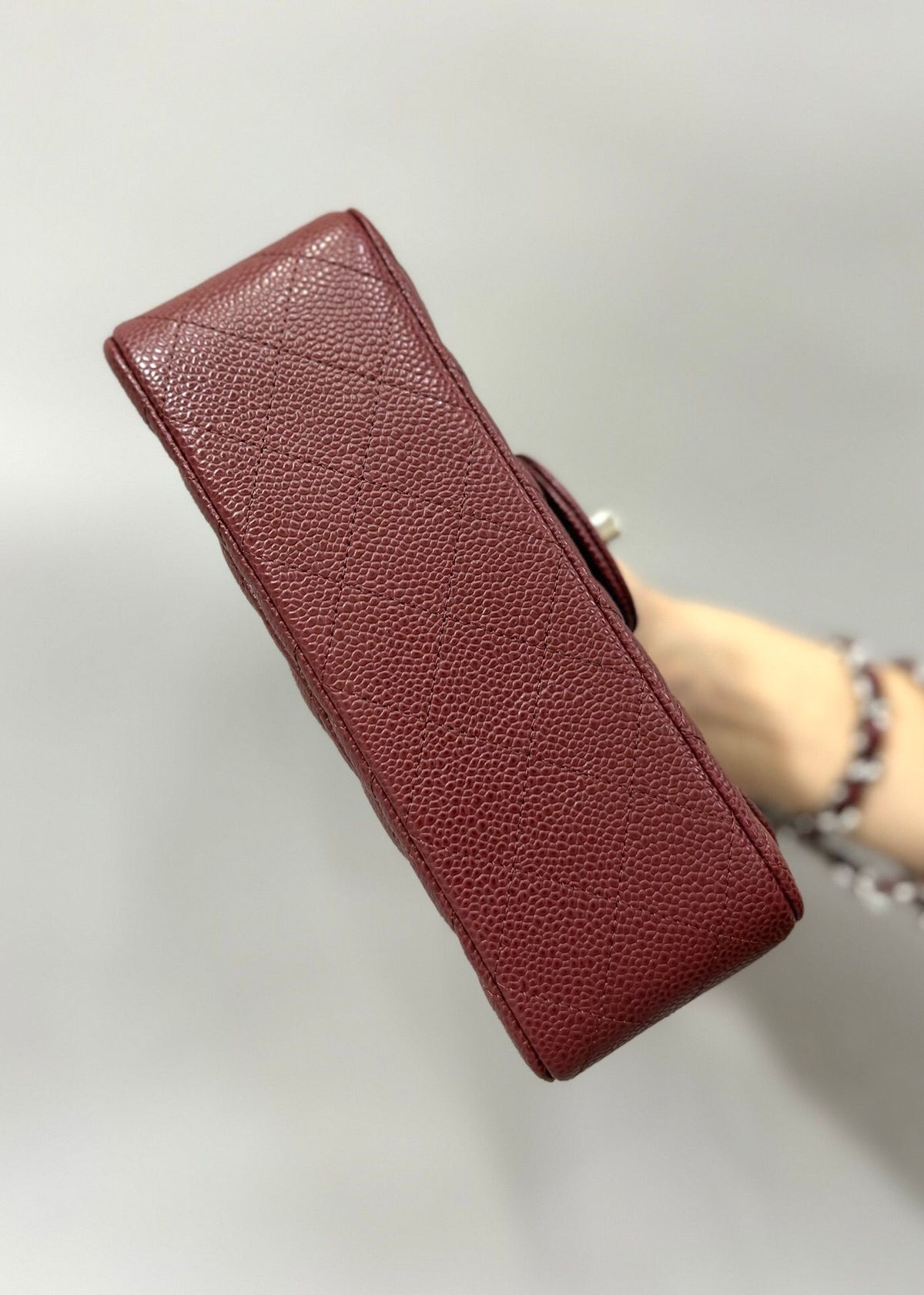 Latest version of classic ball pattern caviar cowhide 1116 whole imported original cowhide CF..MM directly regarded as high-end quality size 20Cm gold silver buckle ready stock P780