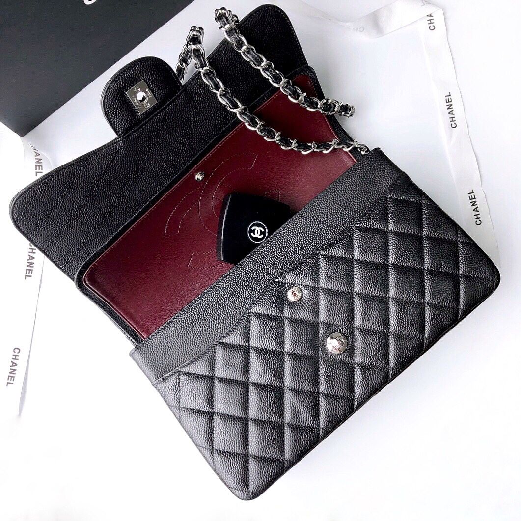 Exclusive real shot of classic ball pattern caviar cowhide 1113Jumbo imported original cowhide CF..MM directly regarded as high-end quality size 30Cm gold and silver buckle in stock P1180 Some new bags have canceled the laser mark and ID card and replaced
