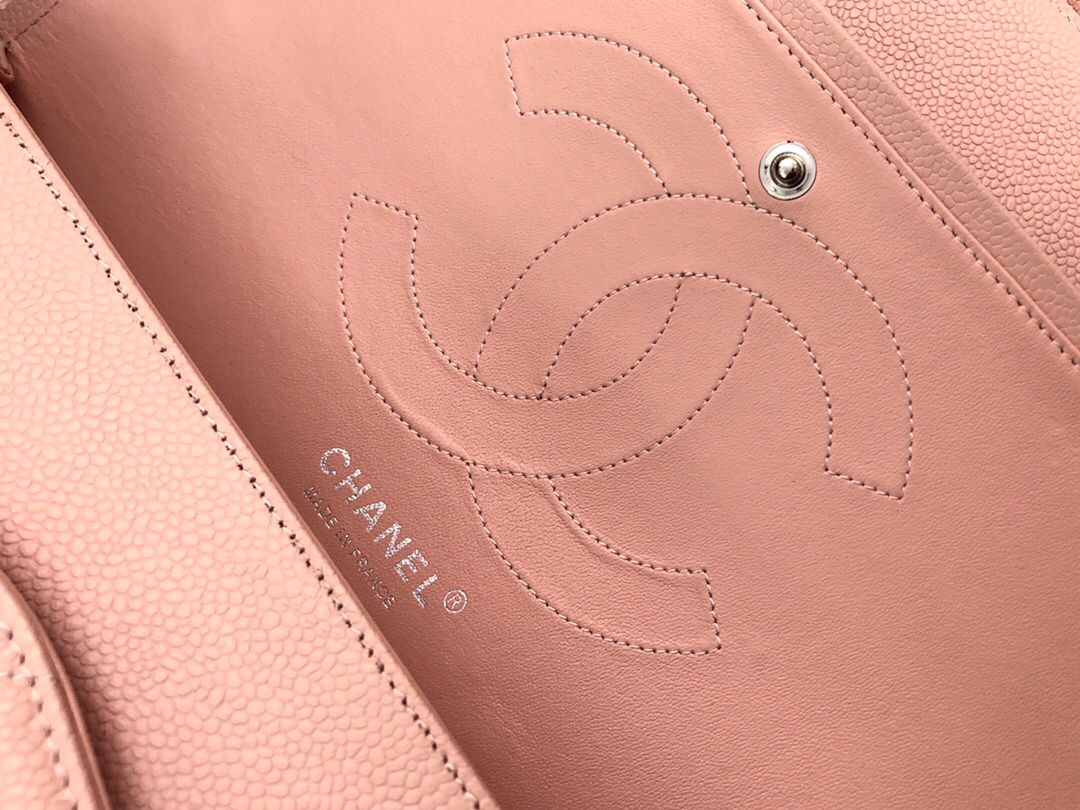 Exclusive real shot of classic ball pattern caviar cowhide 1113Jumbo entirely imported original cowhide CF..MM directly regarded as high-end quality size 30Cm gold and silver buckle in stock P1180
