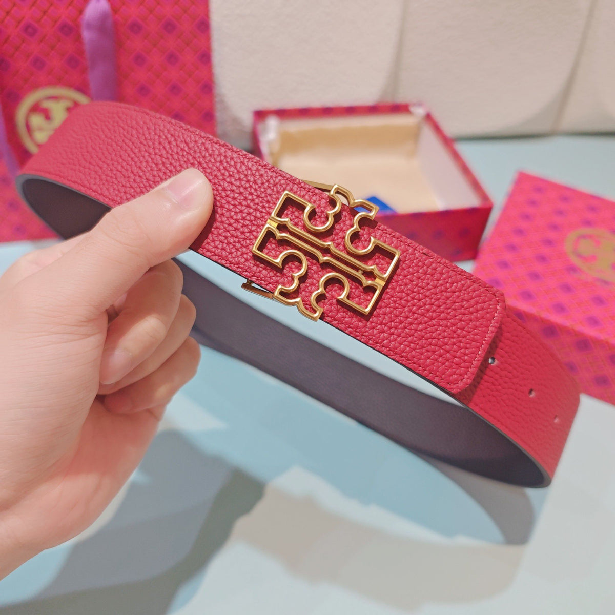 CM Tony Belt Double sided Head Layer Leather Length 75.80.85.90.95.100. Original Mold Customization of European Copper Hardware Buckle