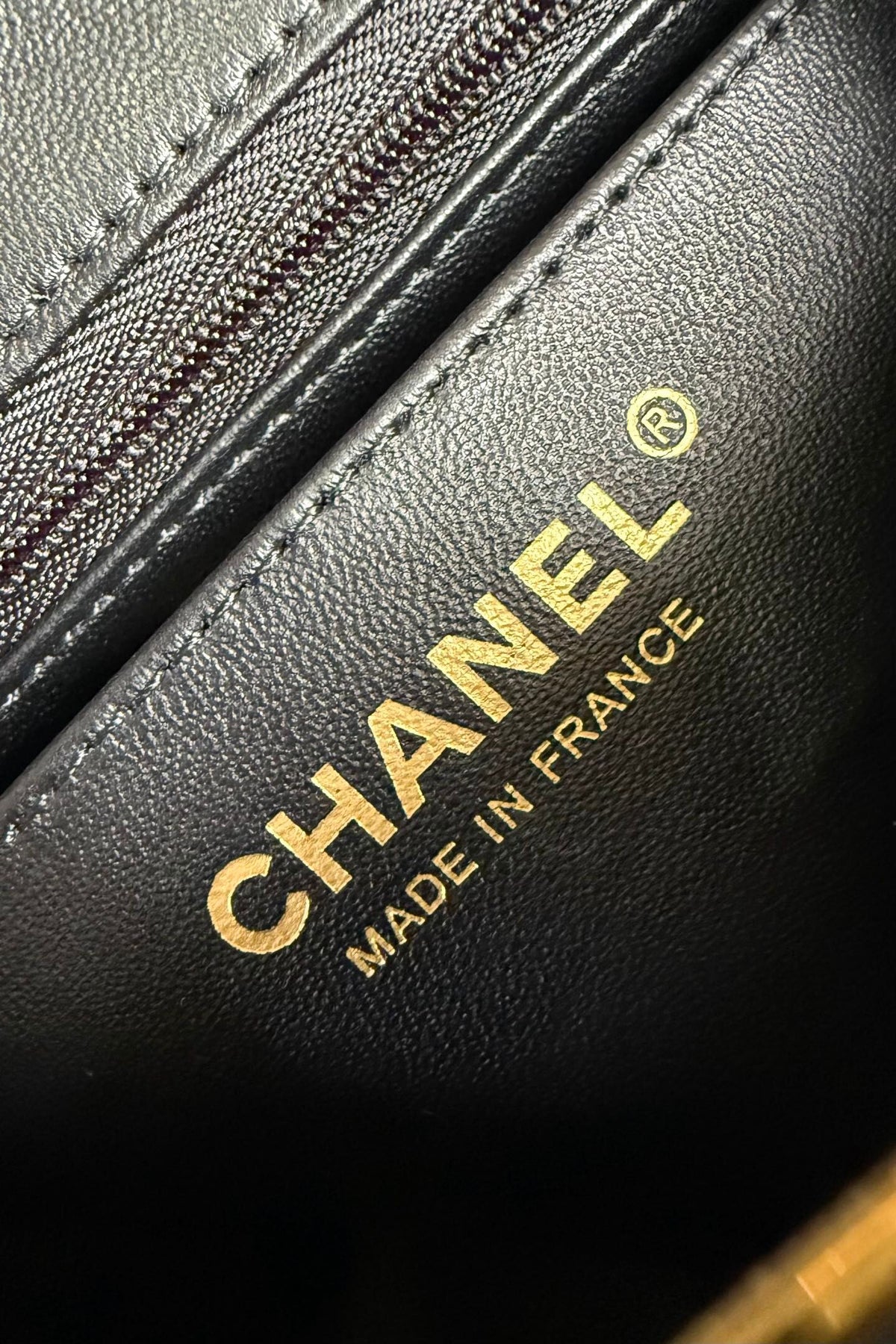 Black Diamond-Quilted Mini Flap Bag with Gold-Tone Chain Strap