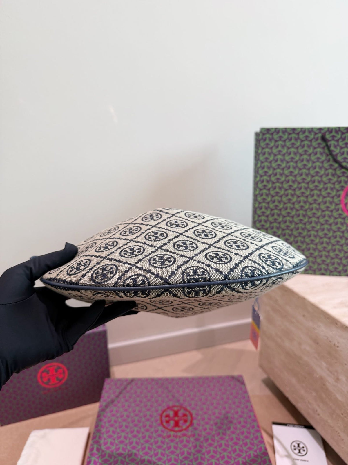 Comes with Tory Burch Half Moon Flower Bag Gift Box