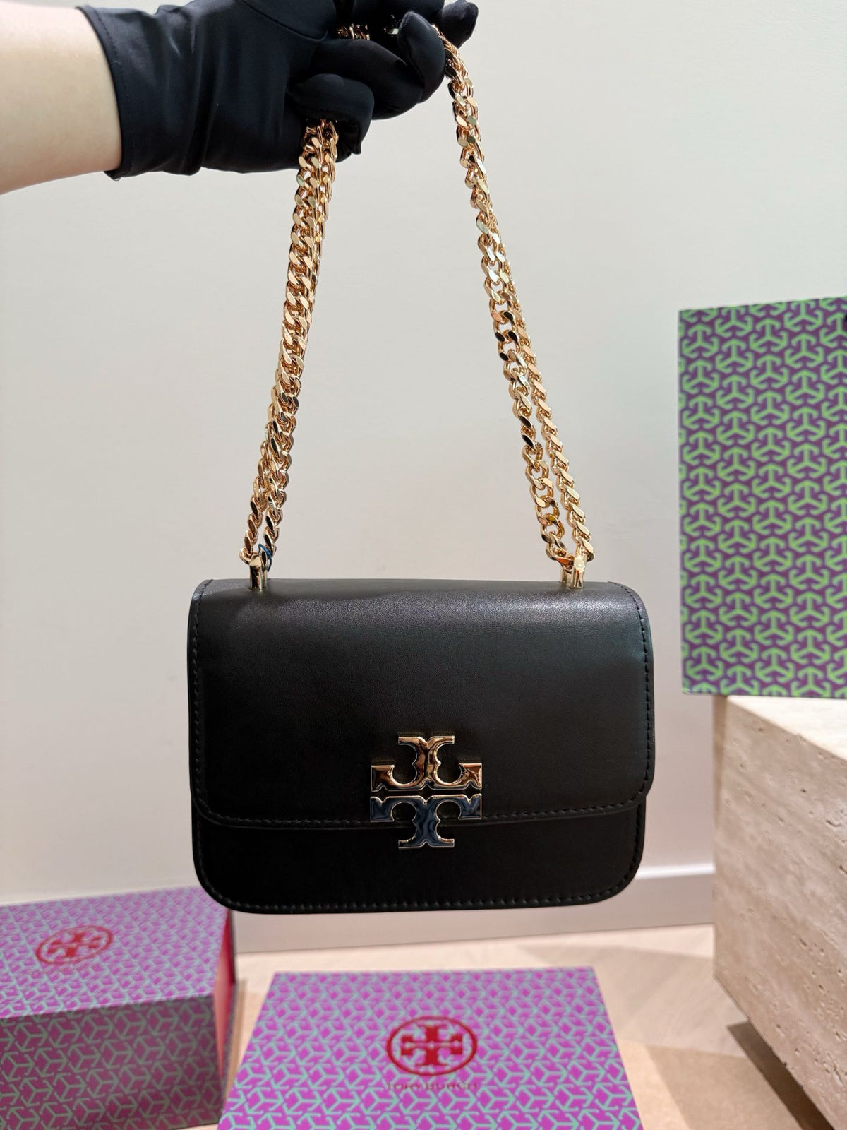 Folding Box Tory Burch Eleanor Series Small Gold Brick Underarm Bag