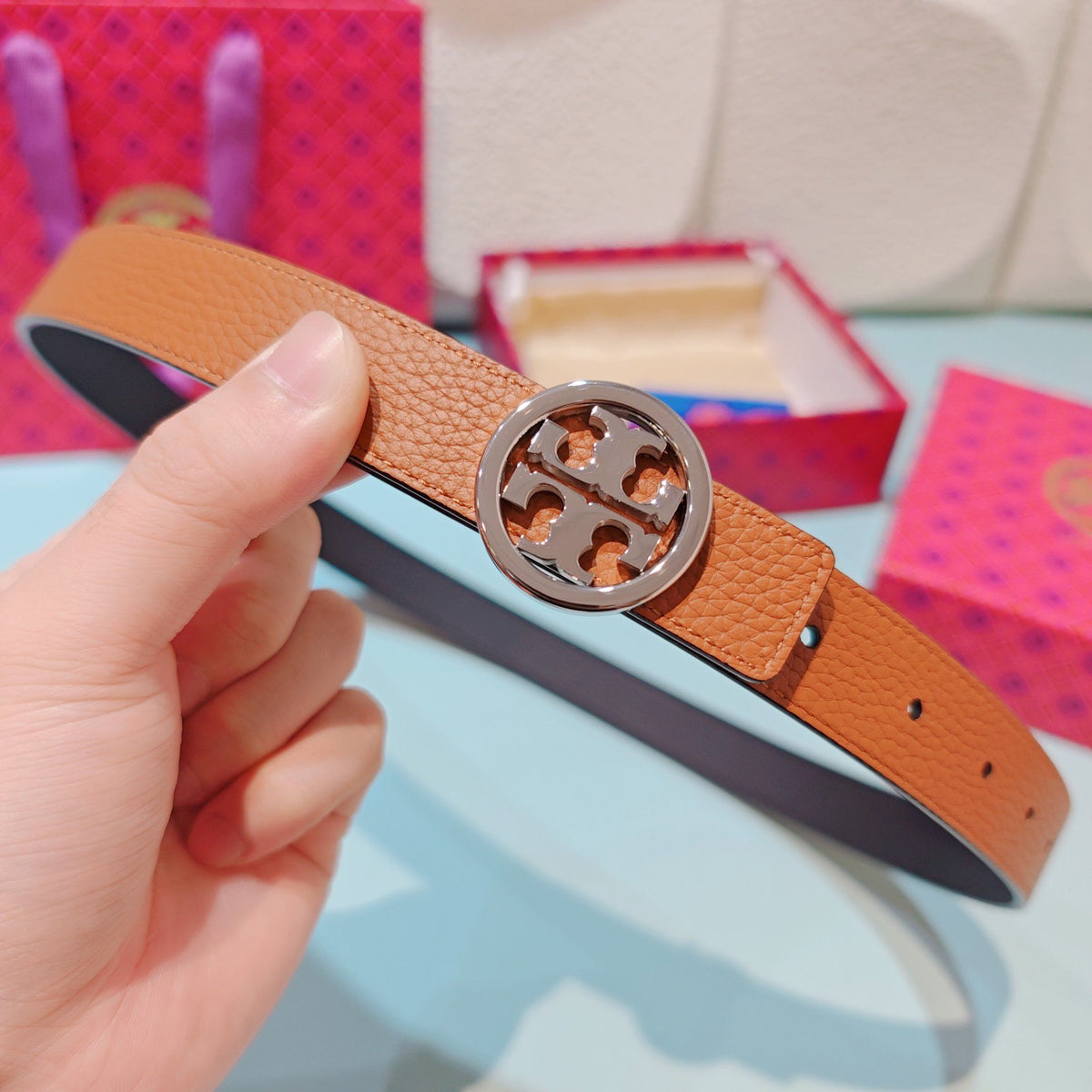 CM Tony Belt Double sided Head Layer Leather Length 75.80.85.90.95.100. Original Mold Customization of European Copper Hardware Buckle