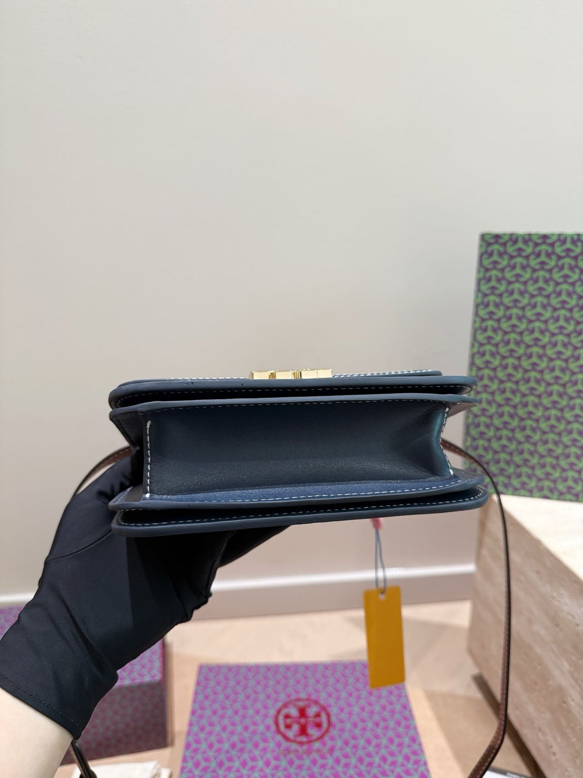 Folding Box Tory Burch Eleanor Series Small Gold Brick Underarm Bag