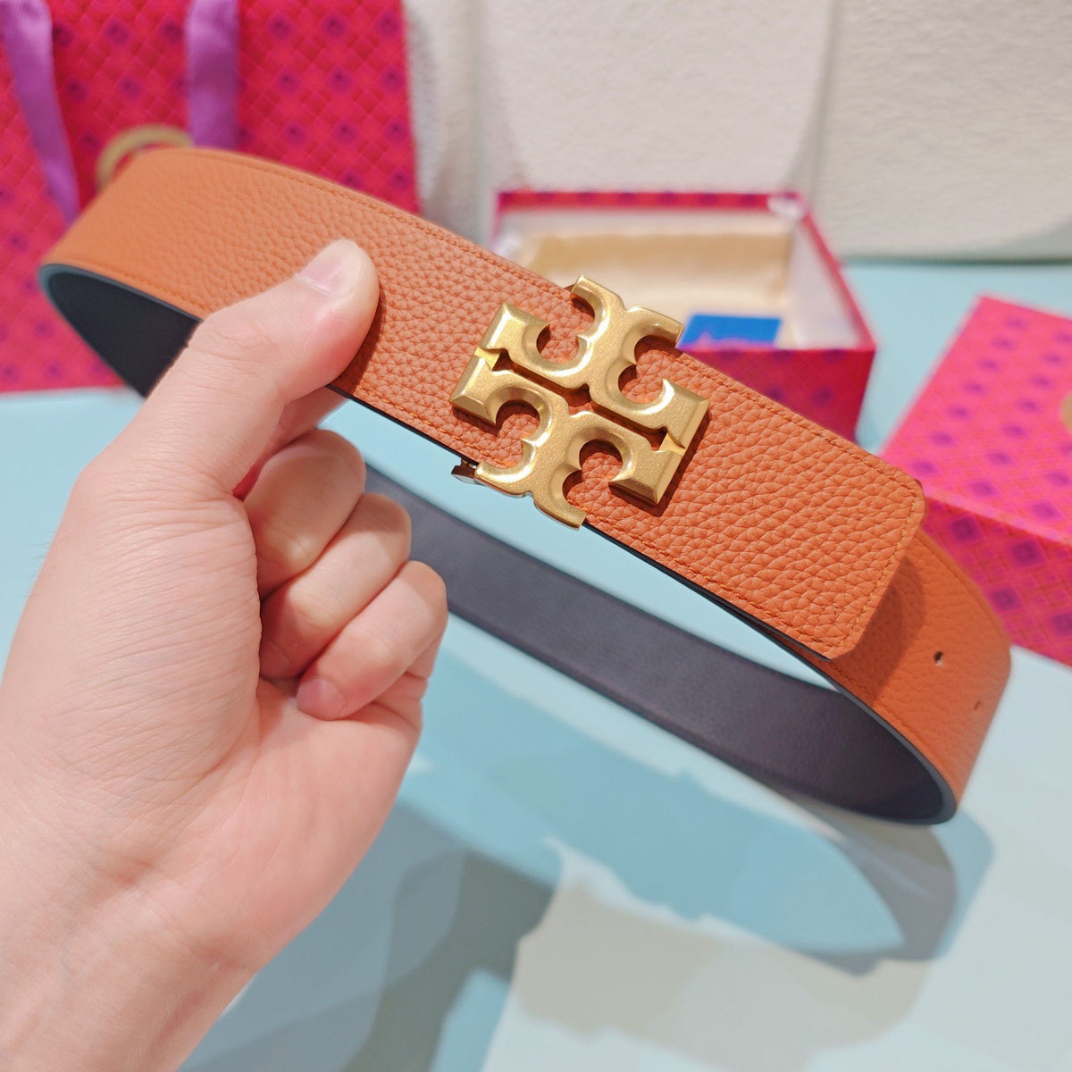 CM Tony Belt Double sided Head Layer Leather Length 75.80.85.90.95.100. Original Mold Customization of European Copper Hardware Buckle