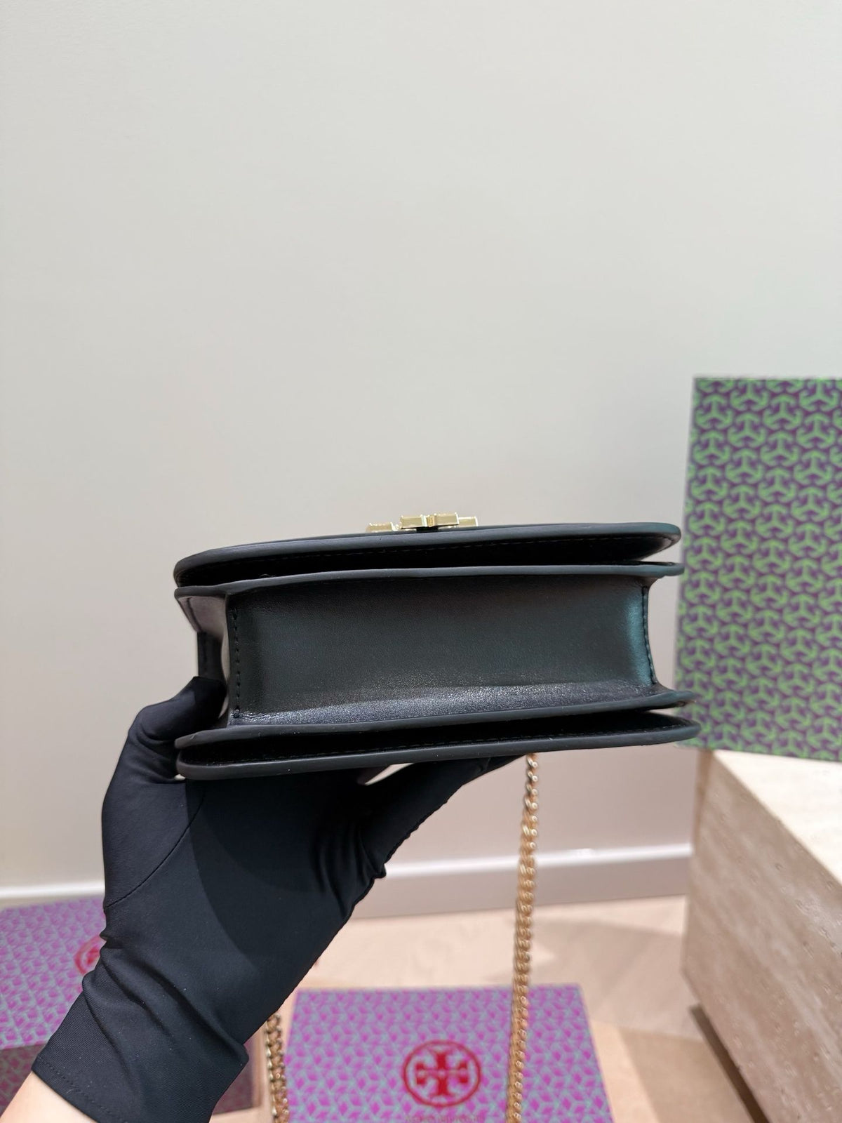 Folding Box Tory Burch Eleanor Series Small Gold Brick Underarm Bag