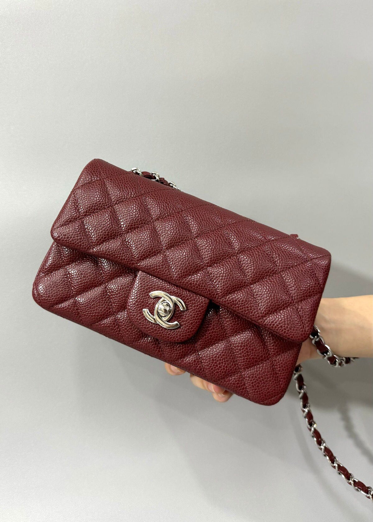 Latest version of classic ball pattern caviar cowhide 1116 whole imported original cowhide CF..MM directly regarded as high-end quality size 20Cm gold silver buckle ready stock P780