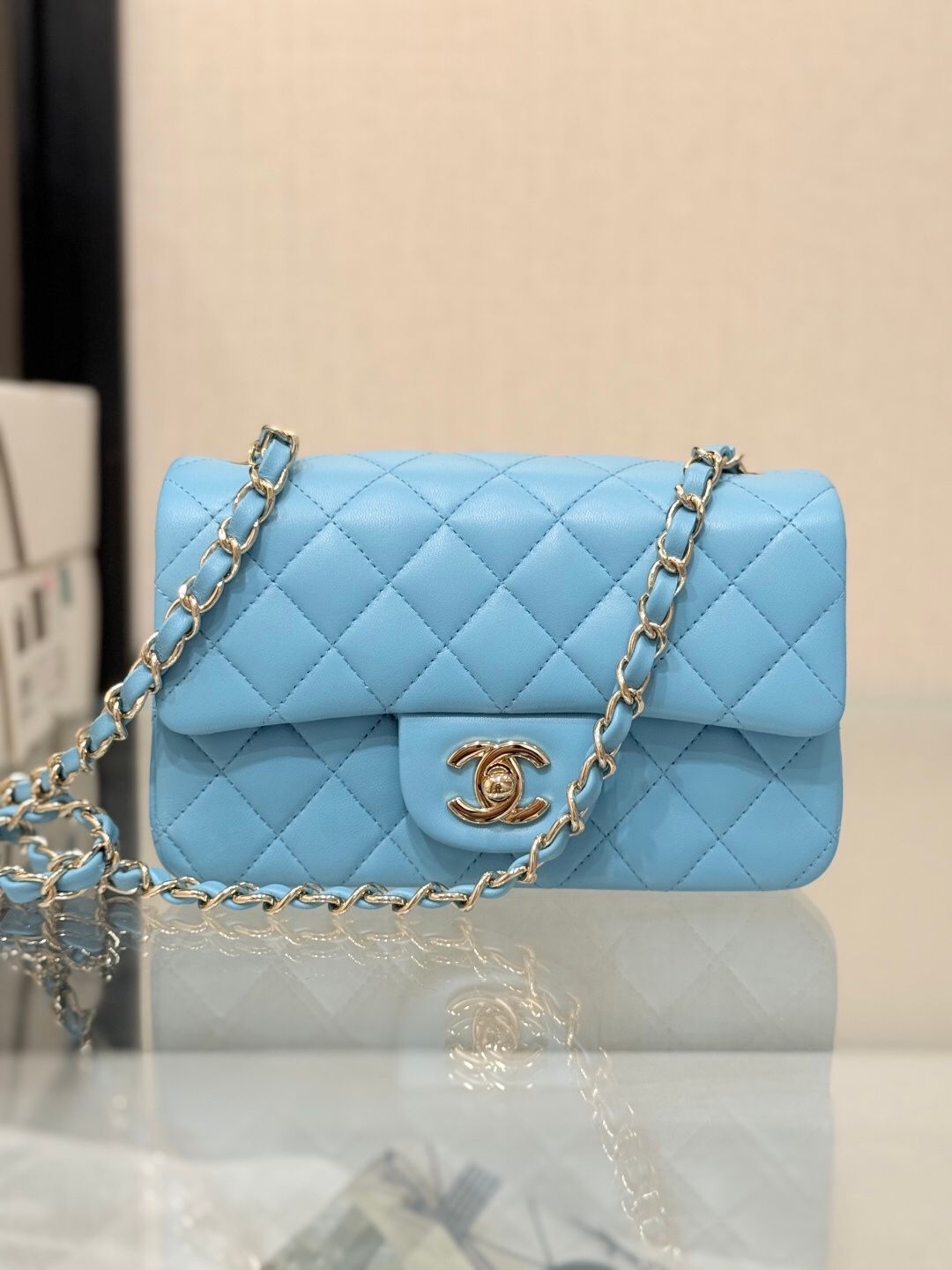 "Classic Flap" classic flap bag baby blue
