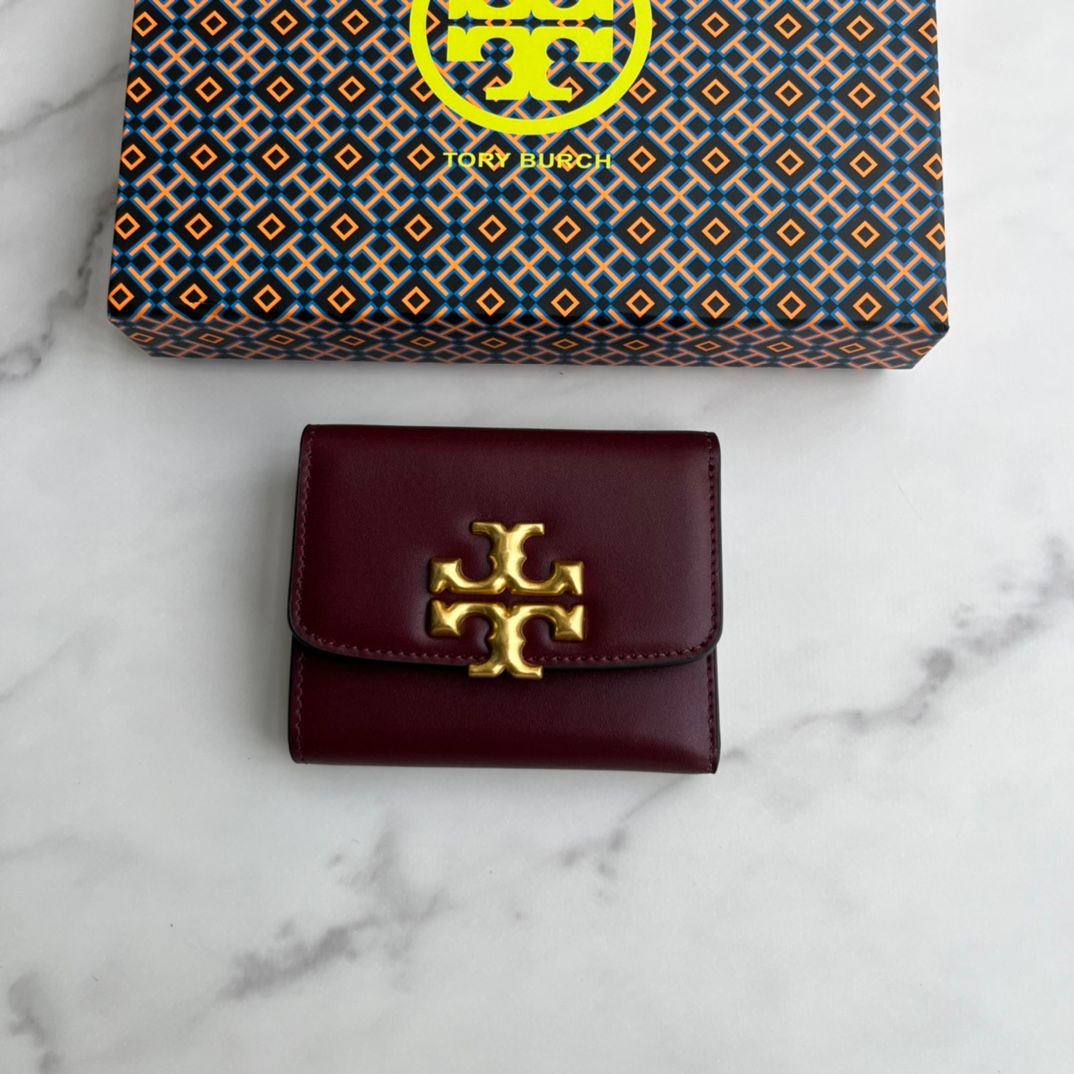 TB new small three fold wallet size 9.88 in stock black wine red khaki beige