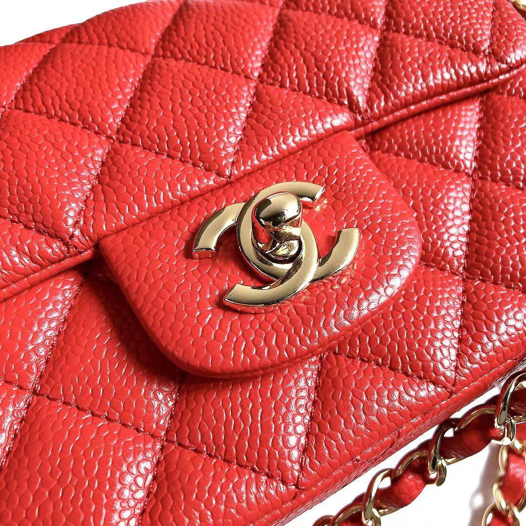 cfmini1115 ball pattern leather Classic Flap classic CF square fat caviar ball pattern return