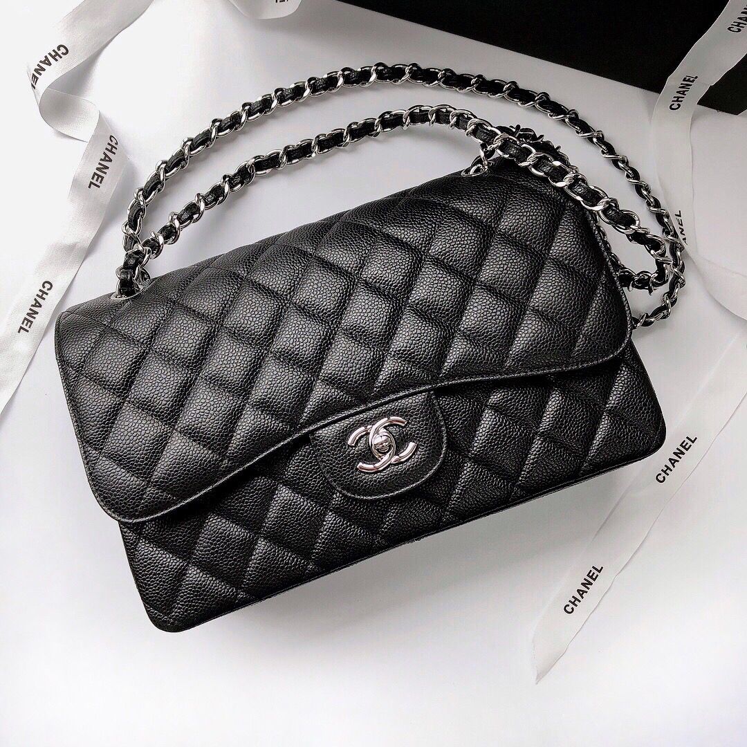 Exclusive real shot of classic ball pattern caviar cowhide 1113Jumbo imported original cowhide CF..MM directly regarded as high-end quality size 30Cm gold and silver buckle in stock P1180 Some new bags have canceled the laser mark and ID card and replaced