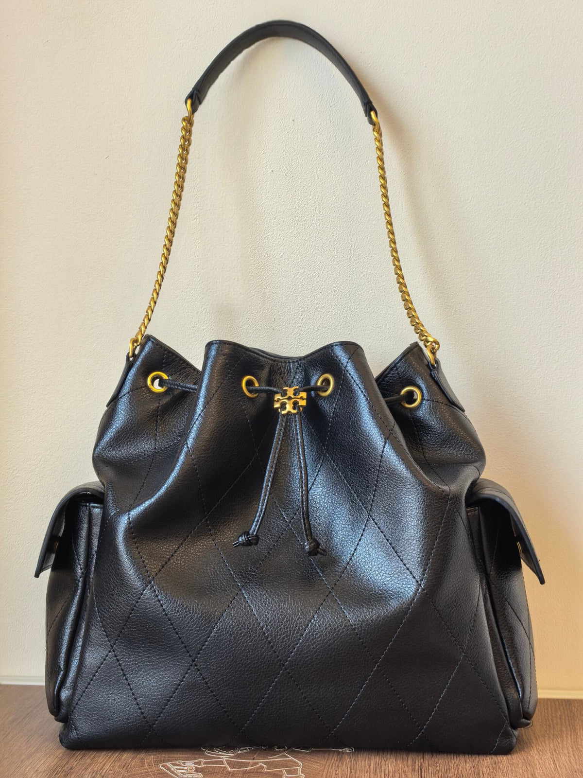 ToryBurch CHARLIE Large Quilted Drawstring Shoulder Backpack Finally Arrives
