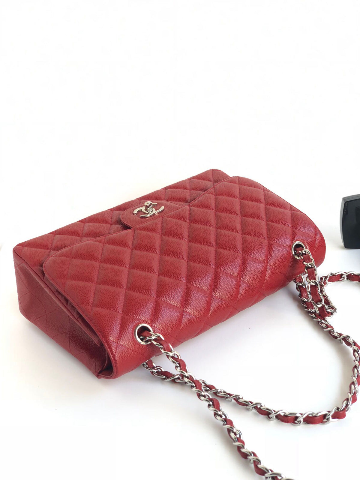 Exclusive real shot of classic ball pattern caviar cowhide 1113 whole imported original cowhide CF..MM directly regarded as high-end quality size 30Cm gold silver buckle ready stock P1180