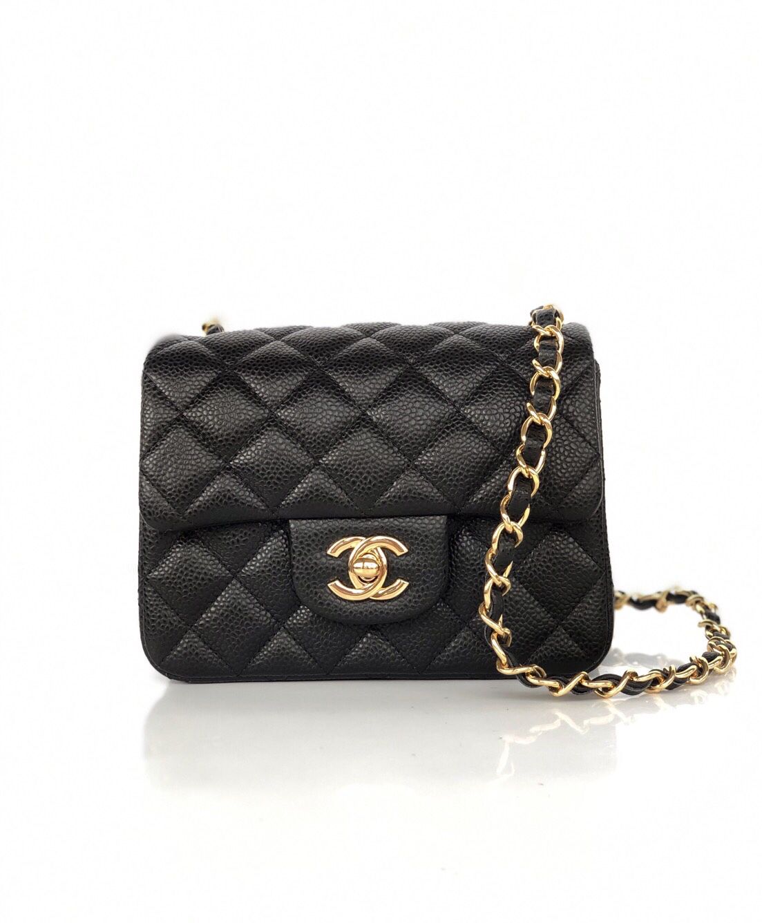 cfmini1115 ball pattern leather Classic Flap classic CF square fat caviar ball pattern return