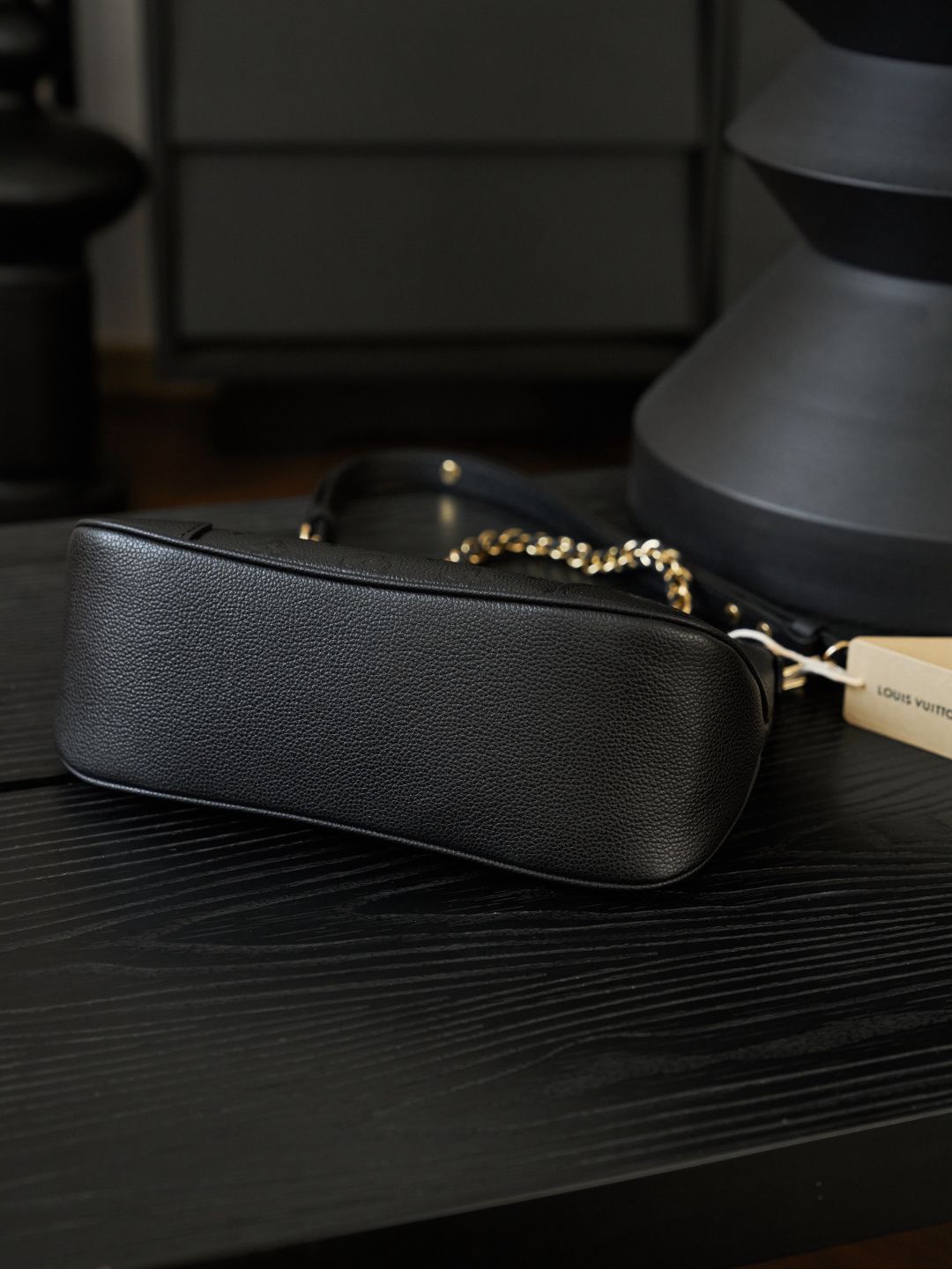 BOULOGNE small handbag M12930 P1450 original factory calf leather black cow horn all steel vacuum plated variable code chip version