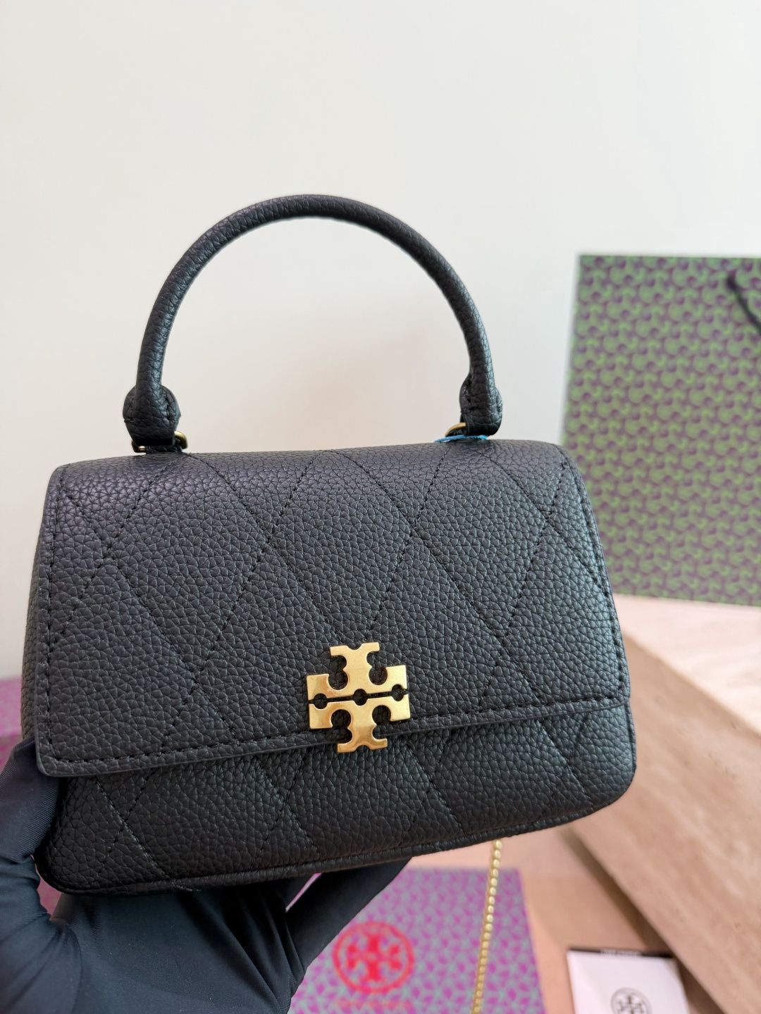 Comes with Tory Burch Charlie mini shoulder bag gift box