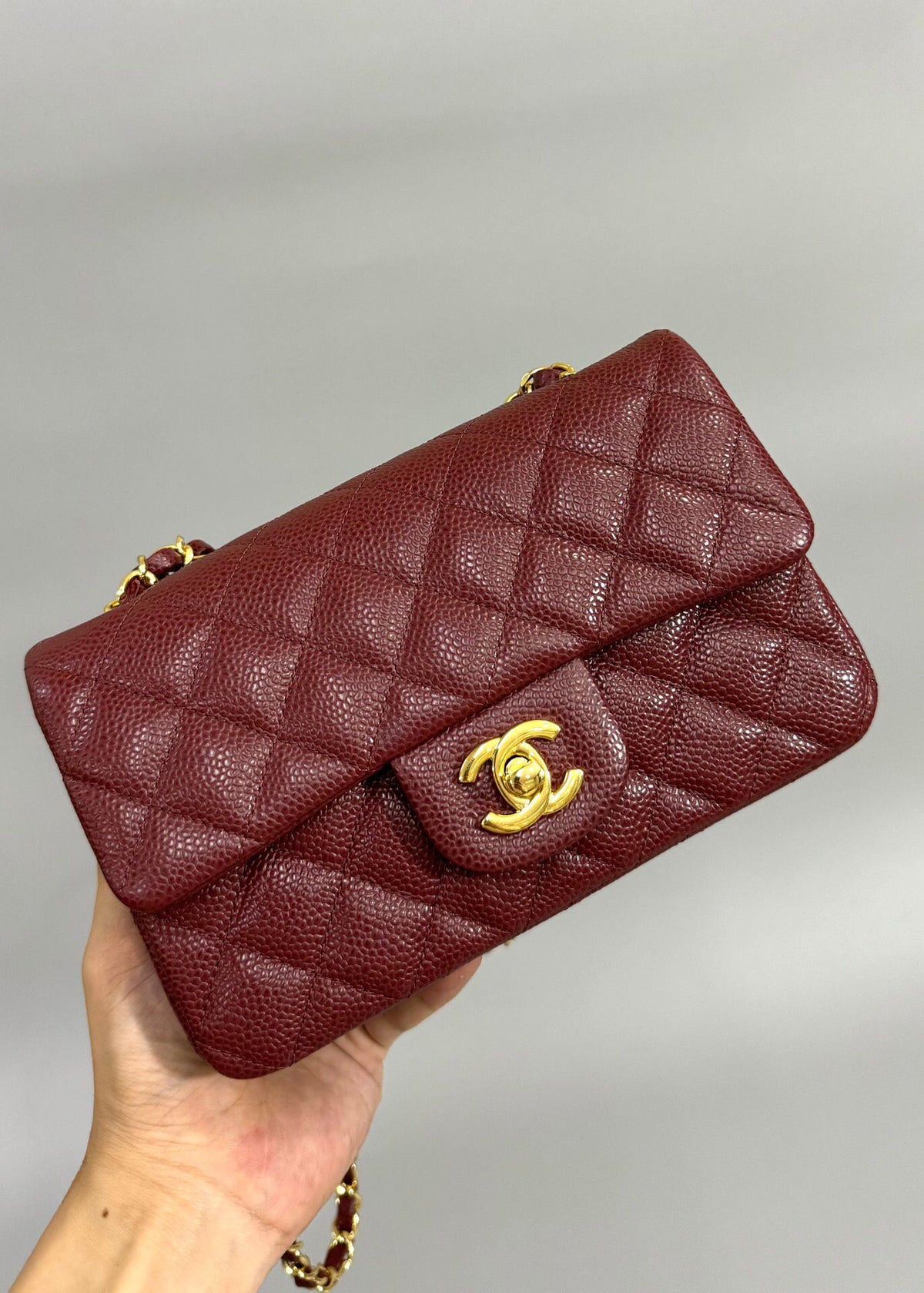 Latest version of classic ball pattern caviar cowhide 1116 whole imported original cowhide CF..MM directly regarded as high-end quality size 20Cm gold silver buckle ready stock P780