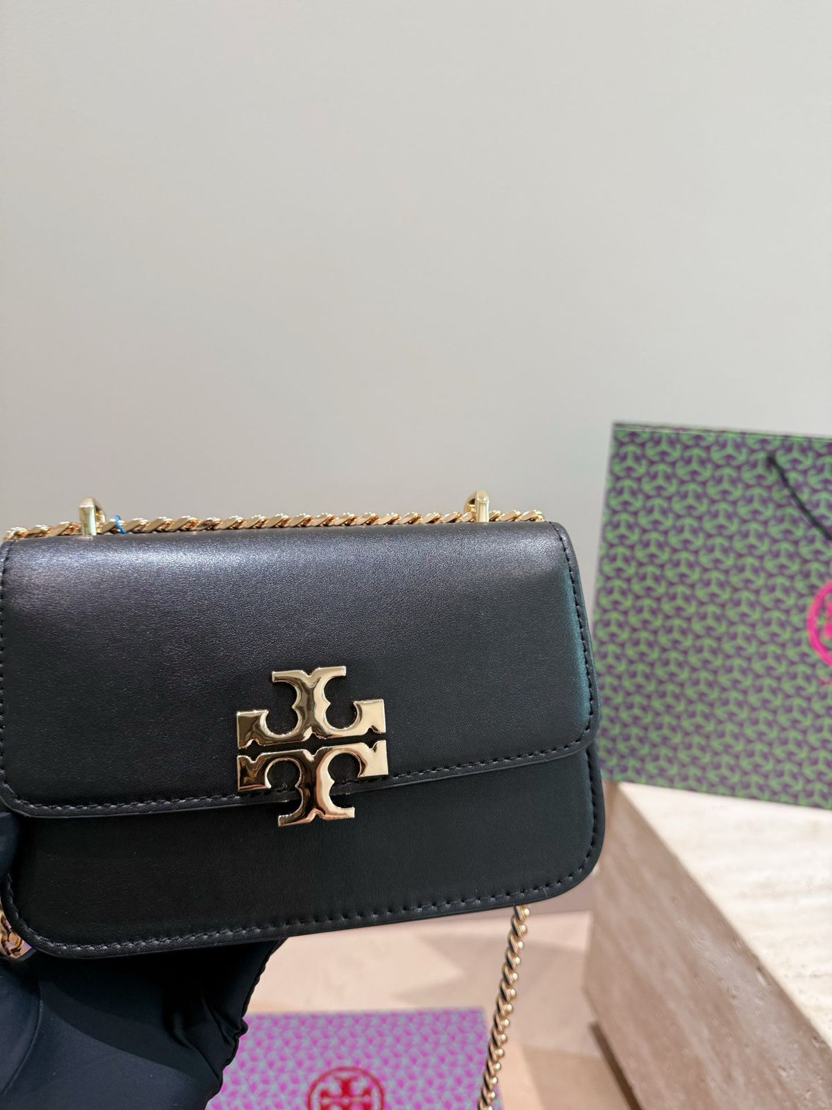 Folding Box Tory Burch Eleanor Series Small Gold Brick Underarm Bag