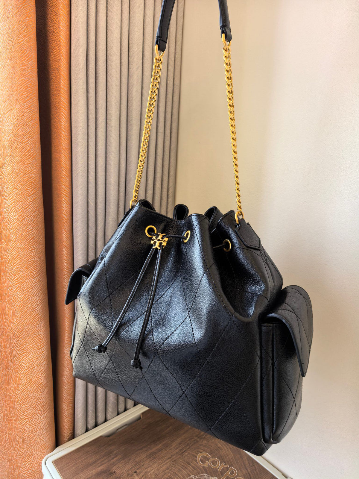 ToryBurch CHARLIE Large Quilted Drawstring Shoulder Backpack Finally Arrives
