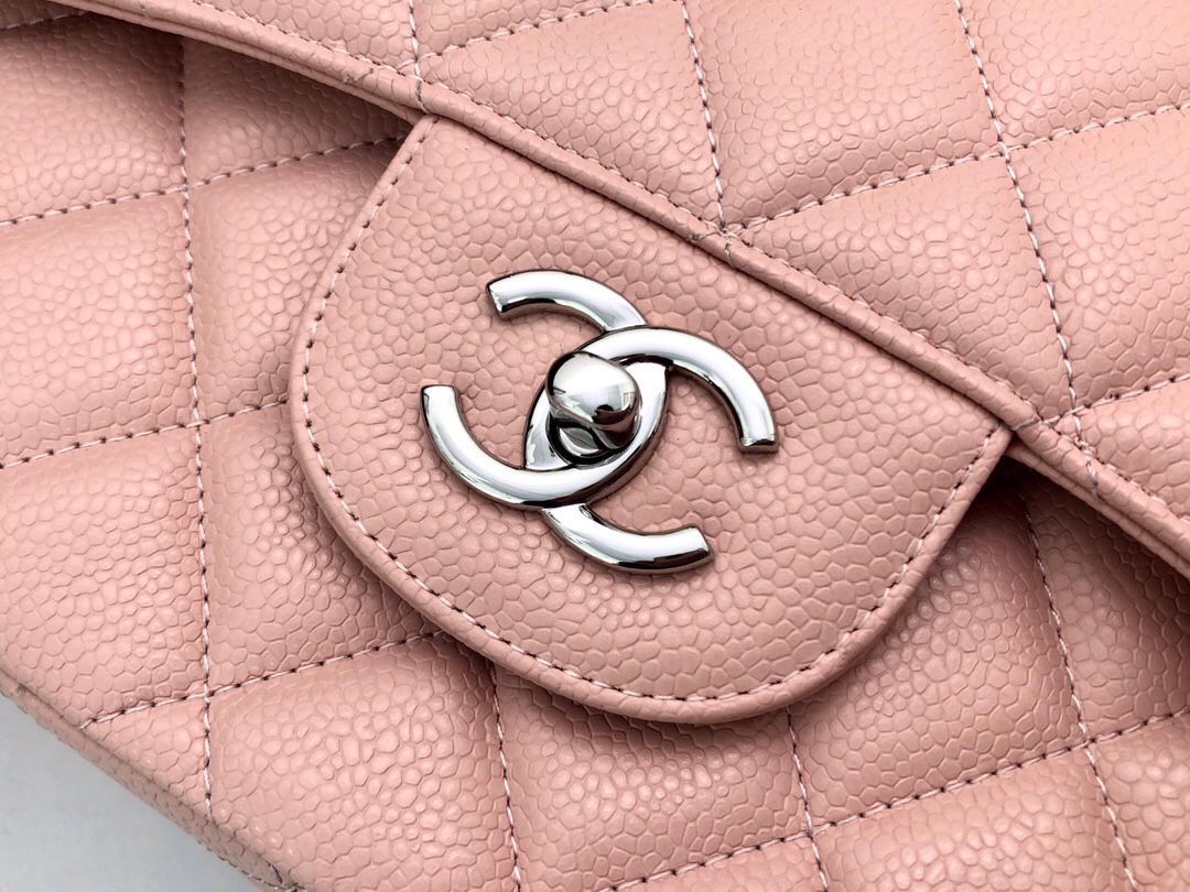 Exclusive real shot of classic ball pattern caviar cowhide 1113Jumbo entirely imported original cowhide CF..MM directly regarded as high-end quality size 30Cm gold and silver buckle in stock P1180