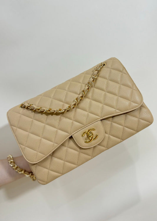 Exclusive real shot of classic ball pattern caviar cowhide 1113Jumbo entirely imported original cowhide CF..MM directly regarded as high-end quality size 30Cm gold and silver buckle in stock P1180