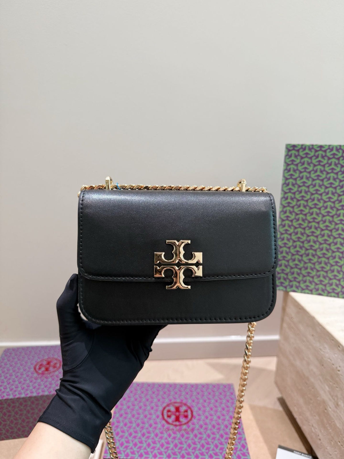 Folding Box Tory Burch Eleanor Series Small Gold Brick Underarm Bag